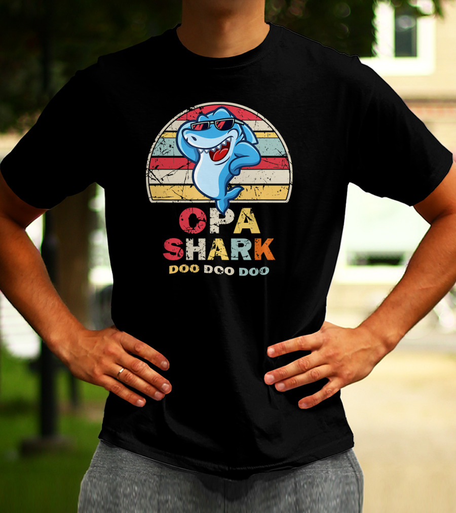 Opa Shark Doo Doo Doo Vintage Style Father T-Shirt