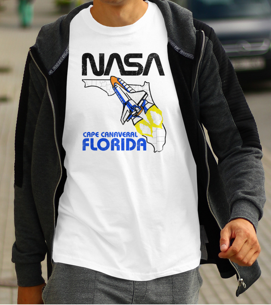 NASA Space Shuttle Florida Map Cape Canaveral T-Shirt