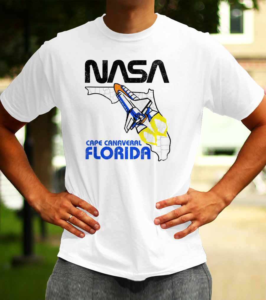 NASA Space Shuttle Florida Map Cape Canaveral T-Shirt