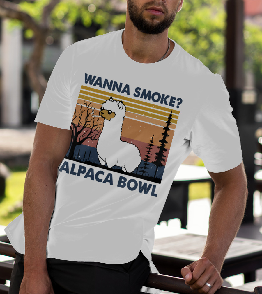 WANNA SMOKE ALPACA BOWL VINTAGE FOREST SUNSET ALPACA T-Shirt