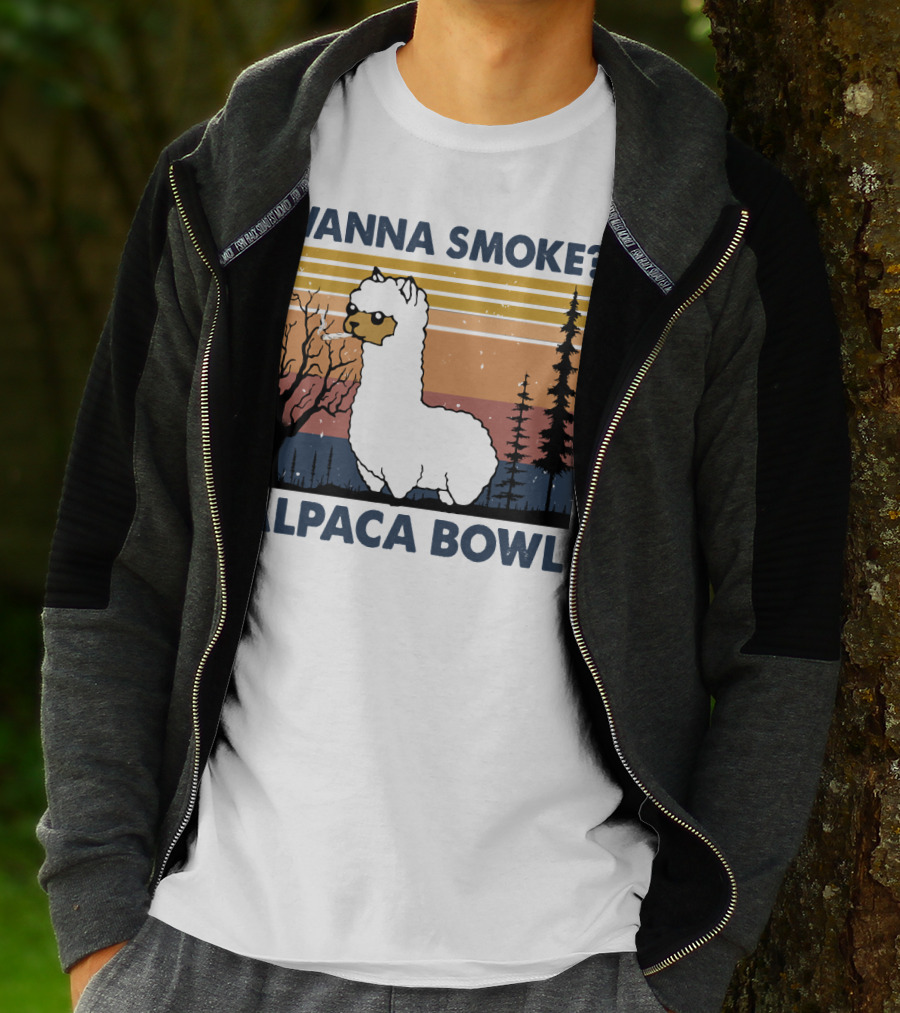 WANNA SMOKE ALPACA BOWL VINTAGE FOREST SUNSET ALPACA T-Shirt