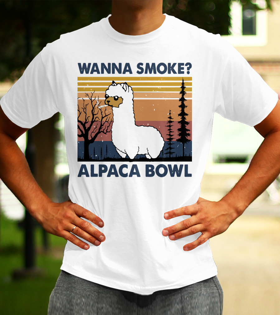 WANNA SMOKE ALPACA BOWL VINTAGE FOREST SUNSET ALPACA T-Shirt