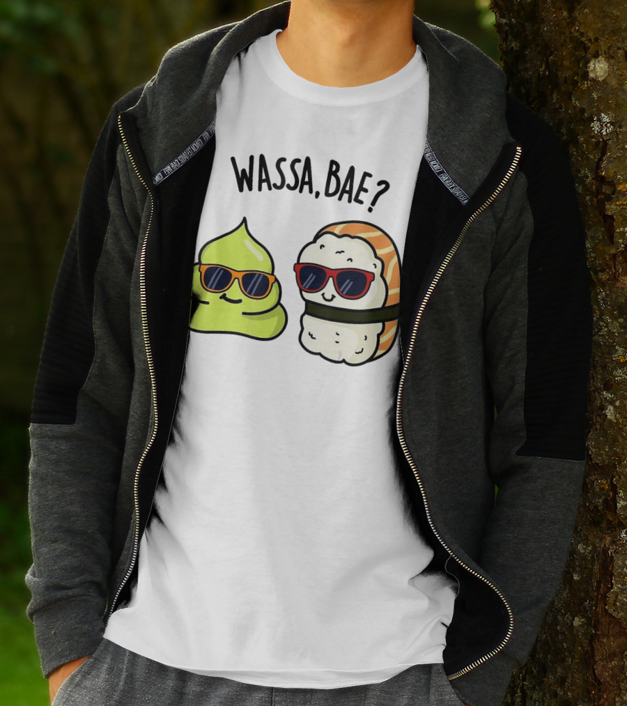 Wassa Bae Wasabi Sushi BFFs Sunglasses Humor T-Shirt