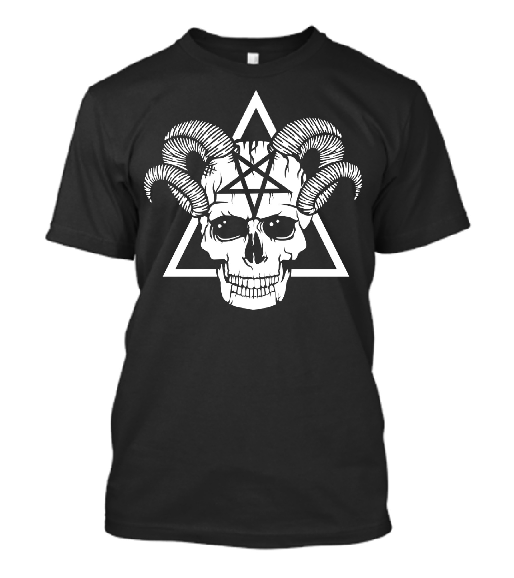 Gothic Skull Horns Baphomet Pentagram Demon T-Shirt