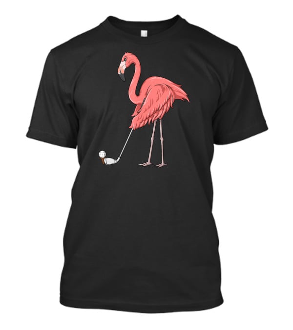 Flamingo Playing Golf Golfer With Club And Ball T-Shirt
