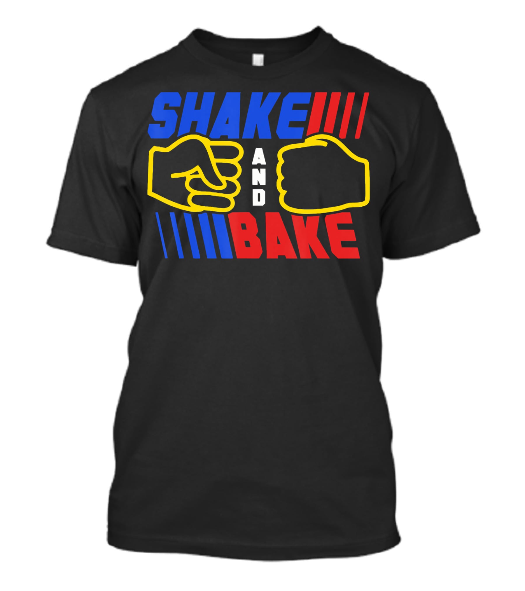 SHAKE AND BAKE Fist Bump Iconic Symbol Bold Colors T-Shirt