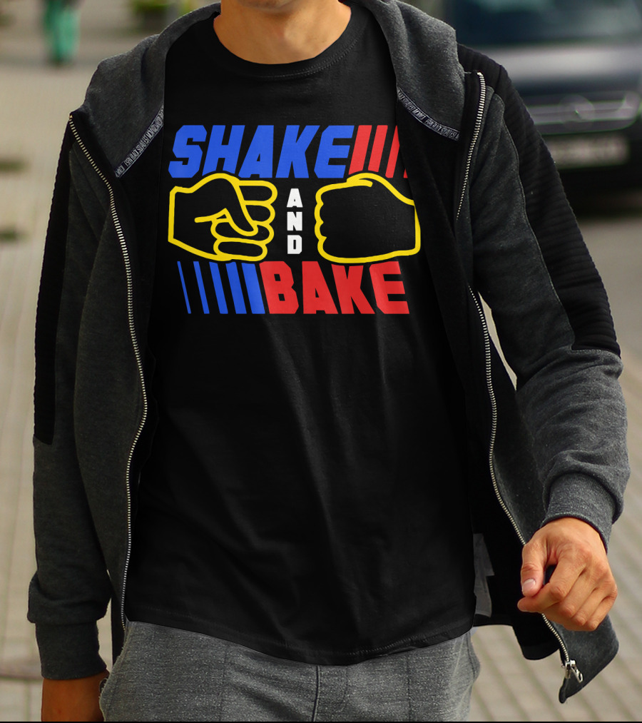 SHAKE AND BAKE Fist Bump Iconic Symbol Bold Colors T-Shirt