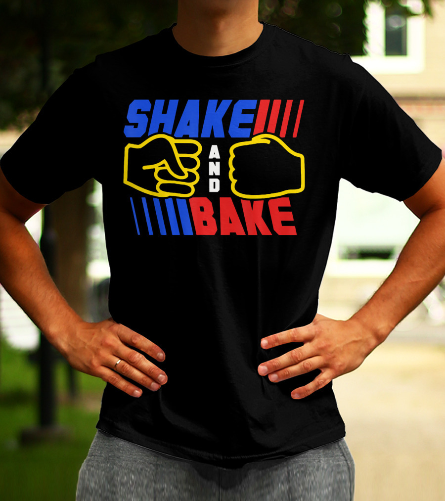 SHAKE AND BAKE Fist Bump Iconic Symbol Bold Colors T-Shirt