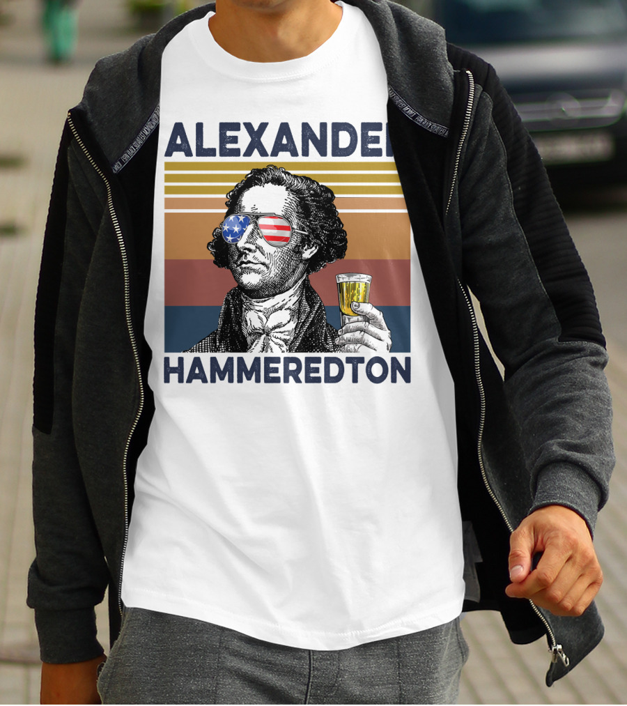 Alexander Hammeredton USA Vintage Drink Patriotic Sunglasses T-Shirt
