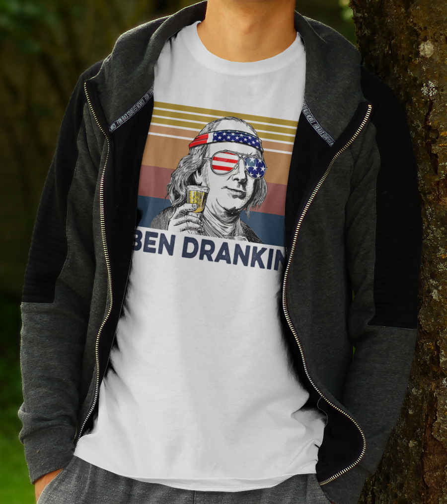 Ben Drankin Vintage USA Patriotic Beer T-Shirt