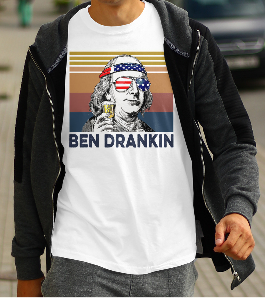 Ben Drankin Vintage USA Patriotic Beer T-Shirt