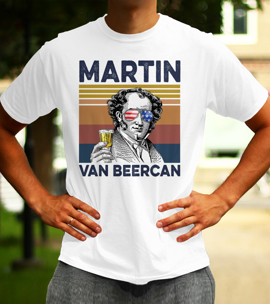 Martin Van Beercan American Flag Vintage Drink USA T-Shirt