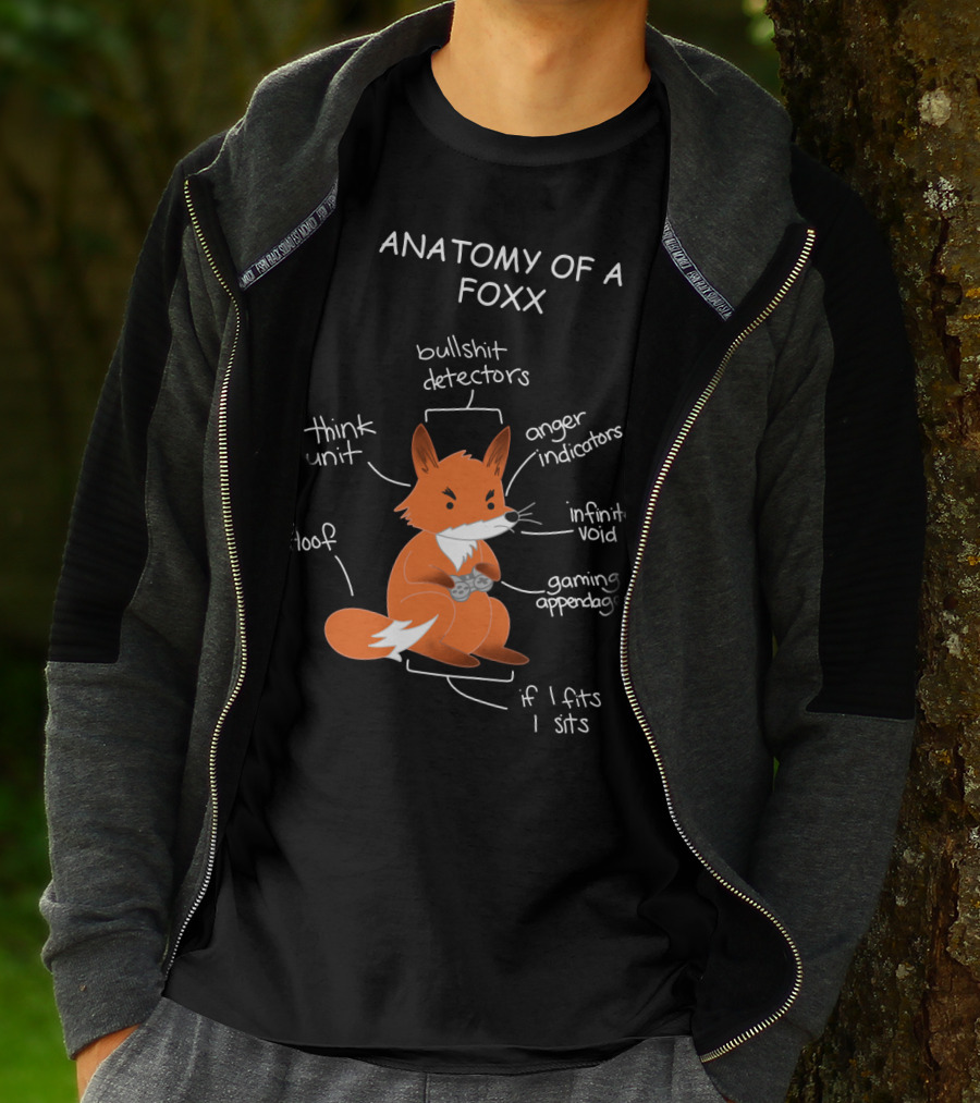 Anatomy Of A Foxx Bullshit Detectors Anger Indicators Infinite Void Gaming Appendages Think Unit Floof If I Fits I Sits T-Shirt
