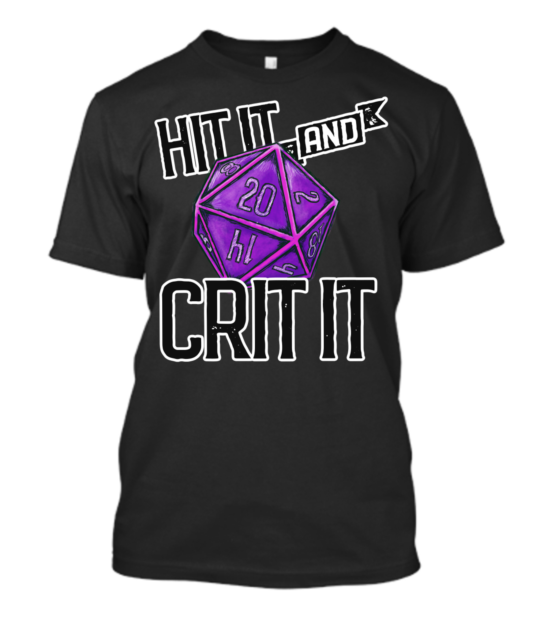Hit It And Crit It Regal Purple D20 20-Sided Dice DnD T-Shirt