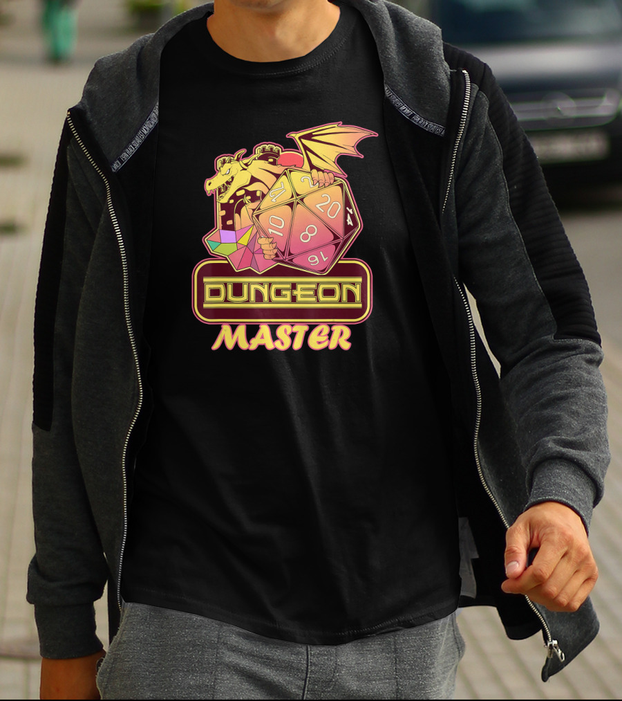 Dungeon Master Dragon D20 Dice Gaming T-Shirt