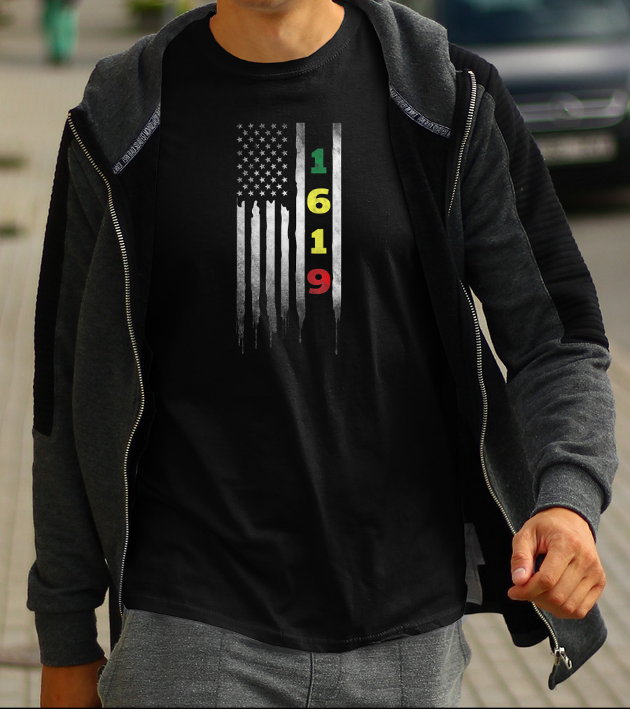 Project 1619 Our Ancestors American United States Flag Rasta Colors T-Shirt