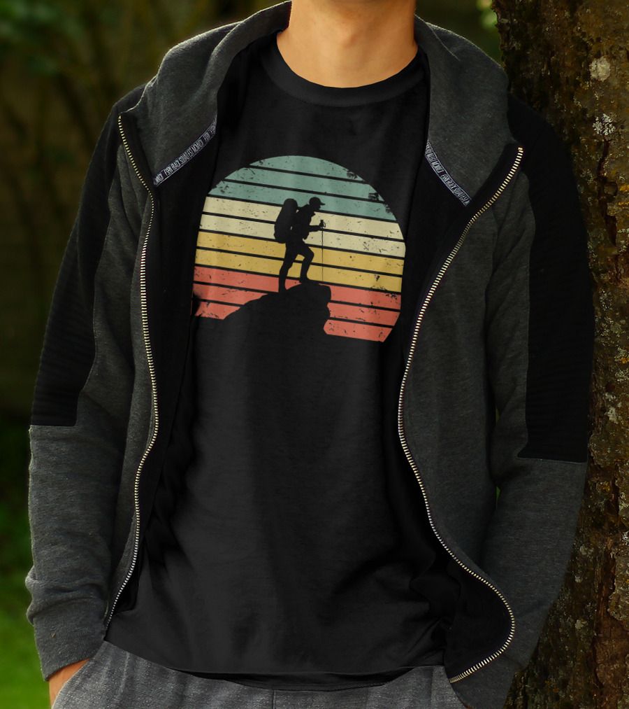 Vintage Hiking Retro Sunset Adventure T-Shirt