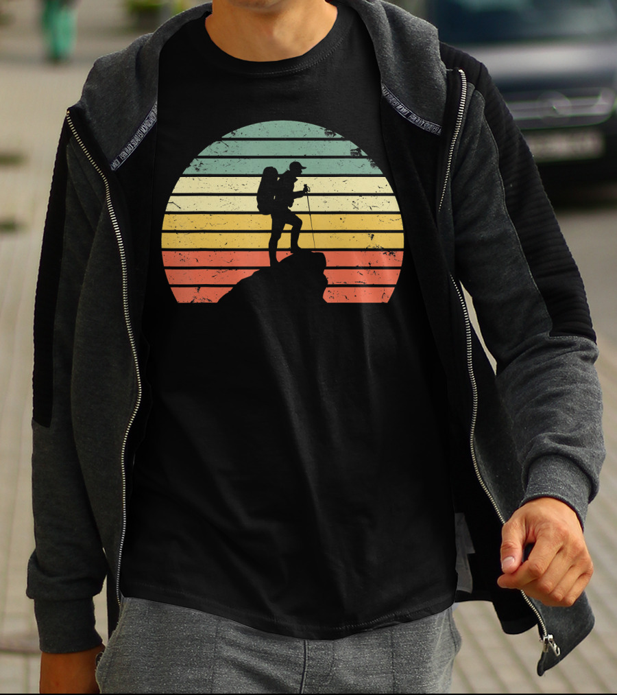 Vintage Hiking Retro Sunset Adventure T-Shirt