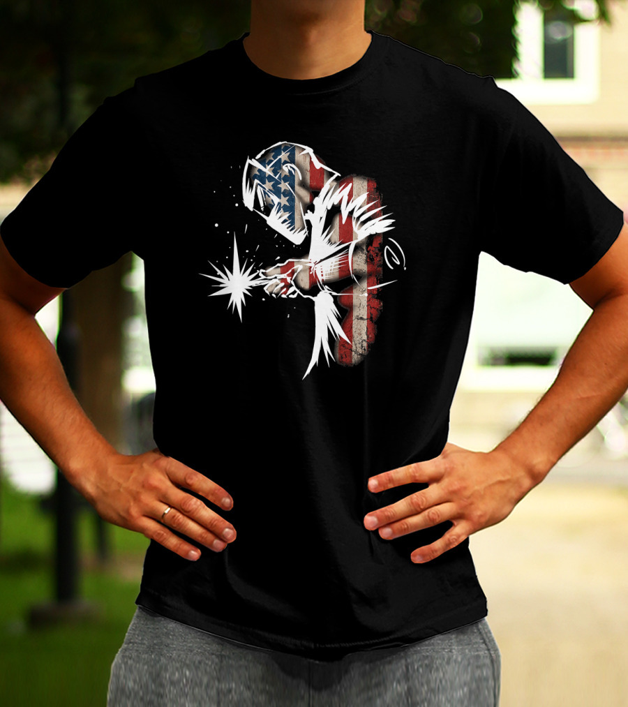 Welder In American Flag Colors With USA Patriotic Flair T-Shirt