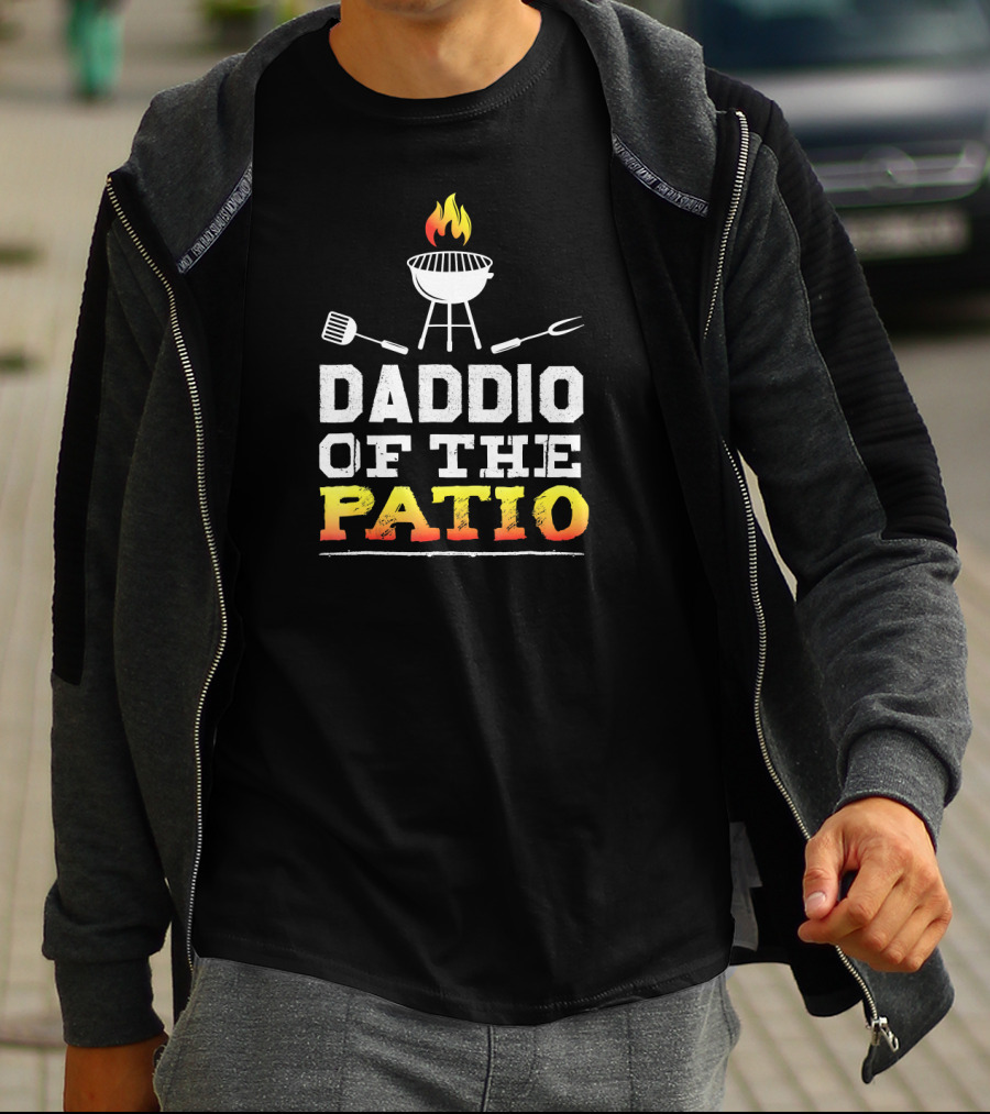 Barbecue Grill Daddio Of The Patio With BBQ Utensils And Flame T-Shirt