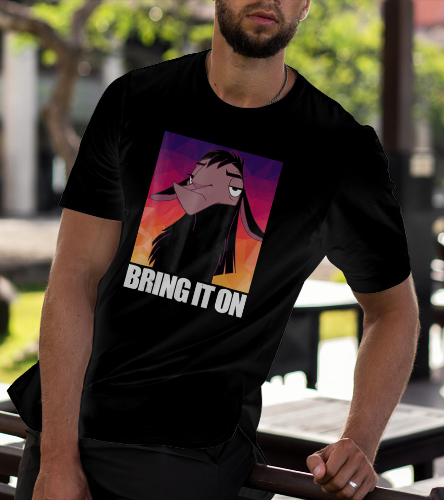 Disney Emperor's New Groove Kuzco Llama Bring It On Colorful Geometric Background T-Shirt