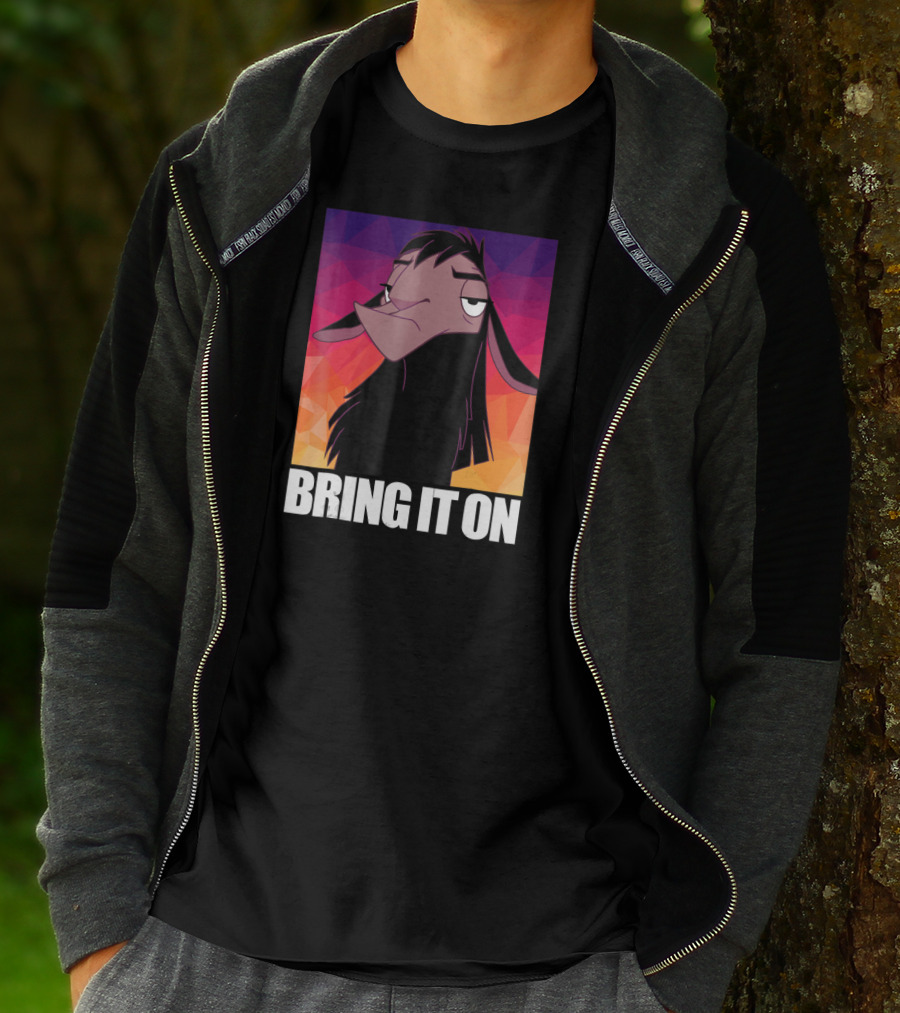 Disney Emperor's New Groove Kuzco Llama Bring It On Colorful Geometric Background T-Shirt
