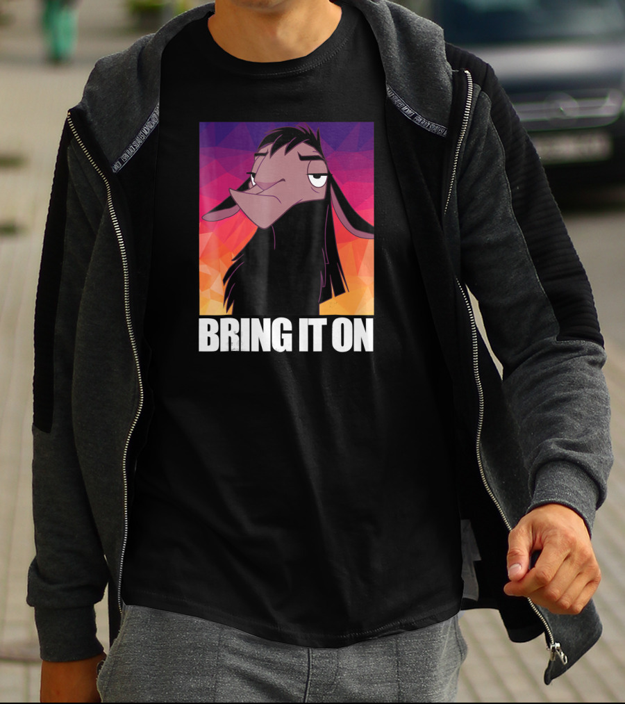 Disney Emperor's New Groove Kuzco Llama Bring It On Colorful Geometric Background T-Shirt