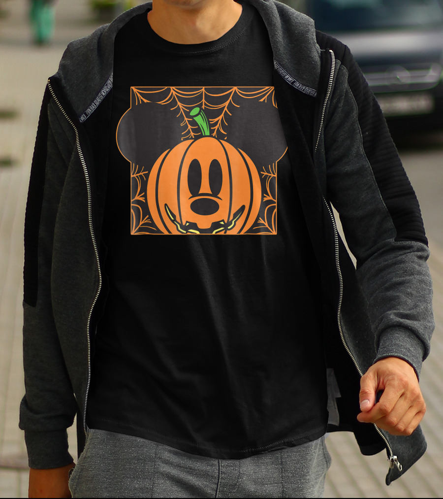Disney Mickey Mouse Pumpkin With Spider Web T-Shirt