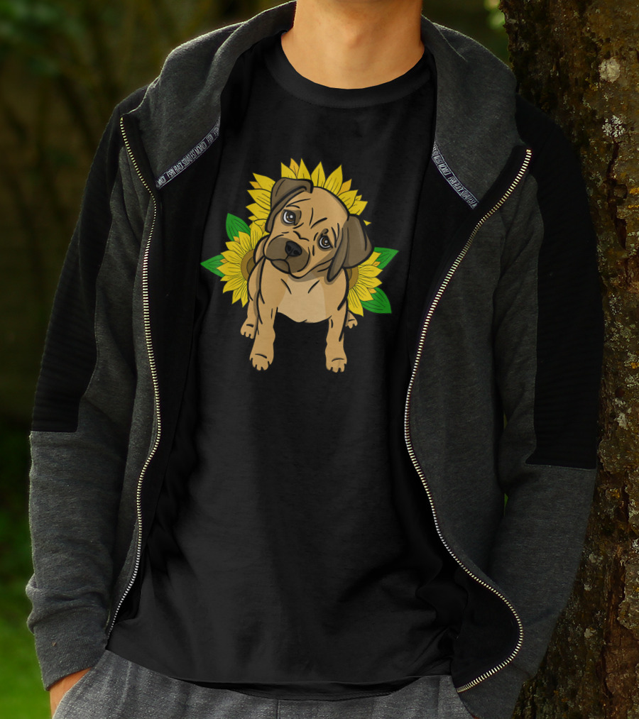 Puggle Puppy Sunflowers T-Shirt