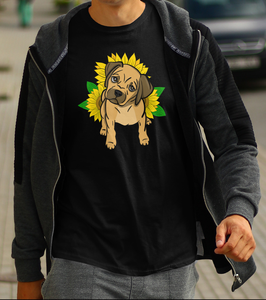Puggle Puppy Sunflowers T-Shirt