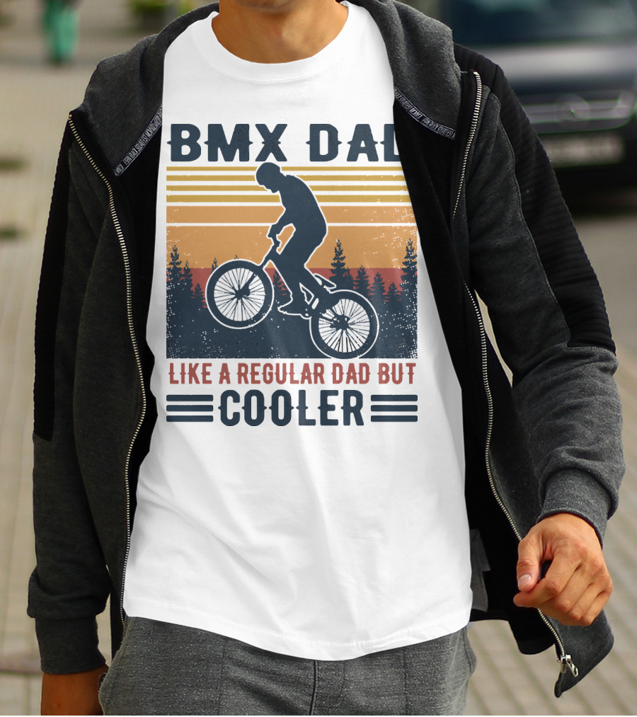 BMX Dad Like A Regular Dad But Cooler Retro Forest T-Shirt