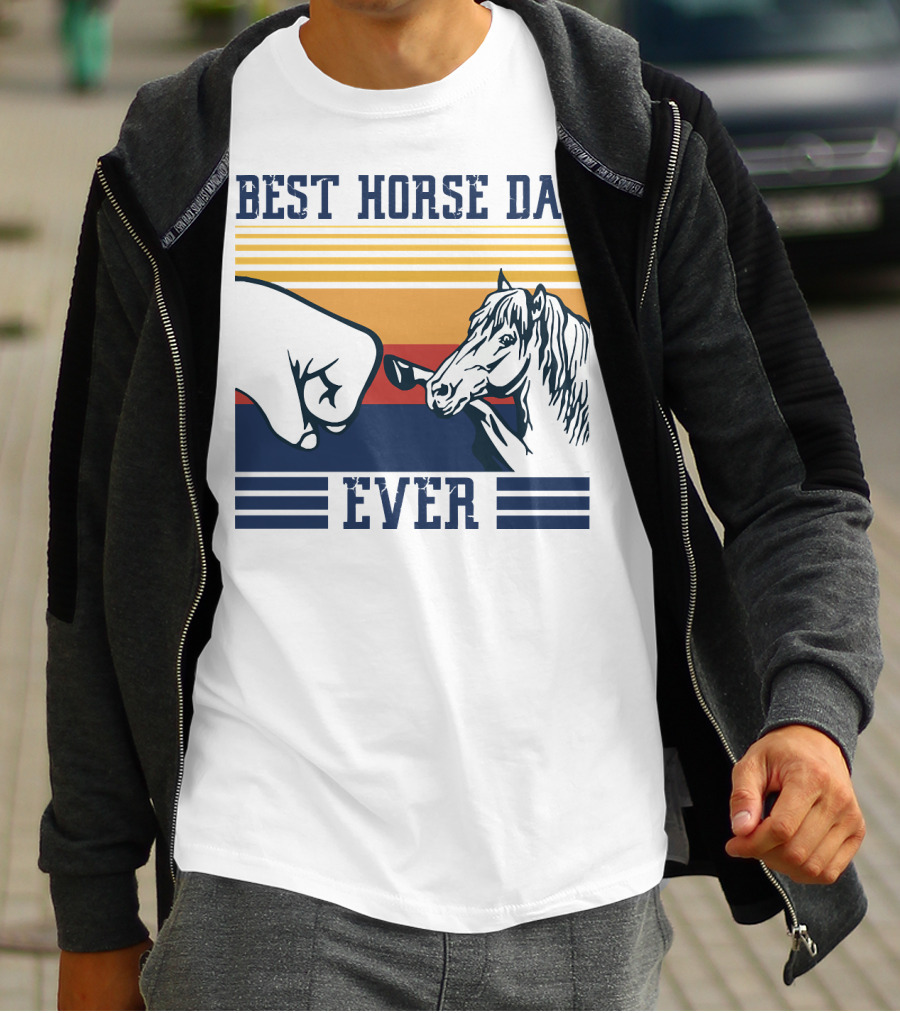 Best Horse Dad Ever Fist Bump Vintage Father T-Shirt