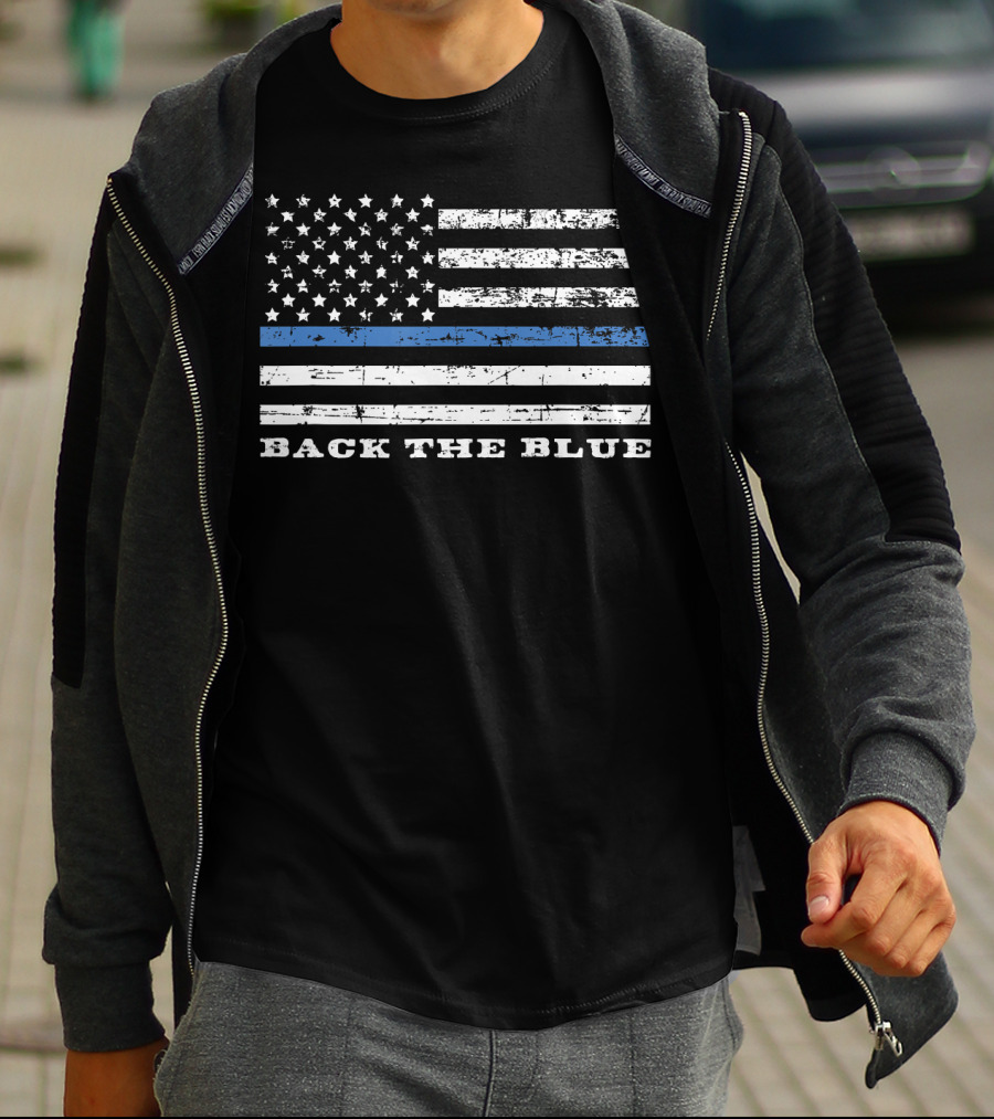 Back The Blue American Flag Police Support T-Shirt