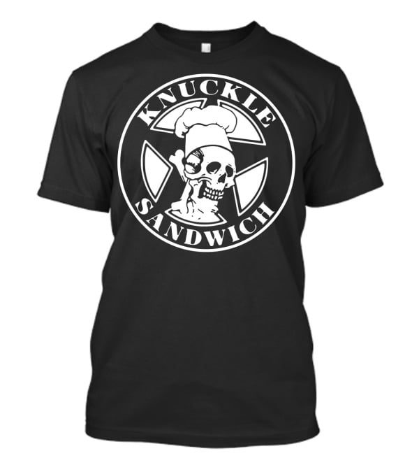Knuckle Sandwich Skull Chef In Crossbones Circle Emblem T-Shirt