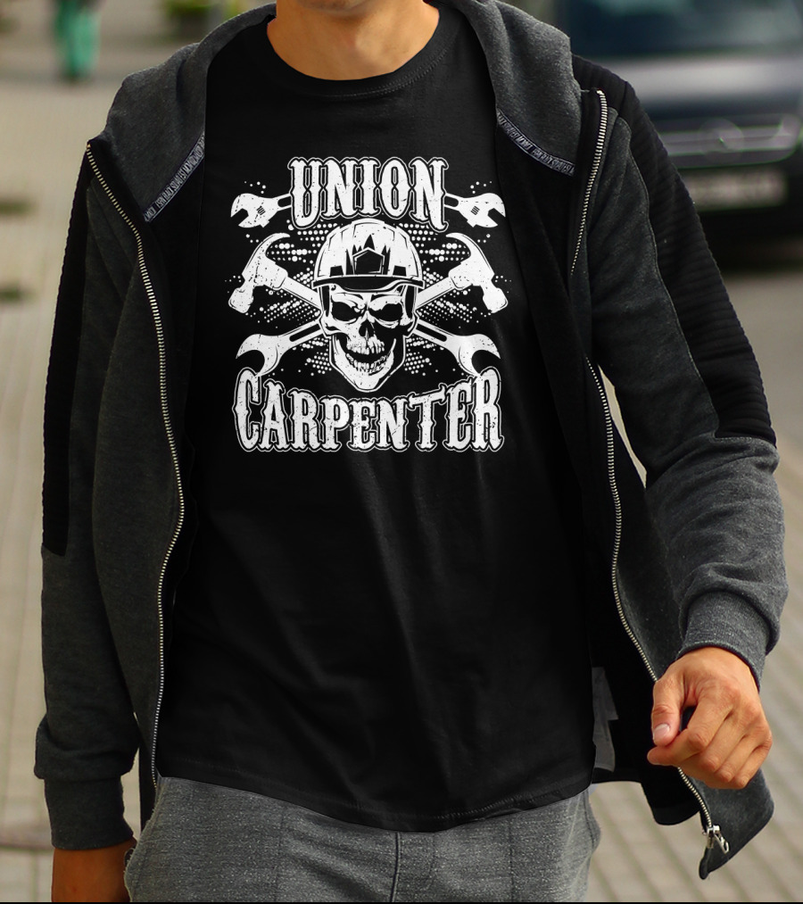 Union Carpenter Skull Hard Hat Wrenches T-Shirt