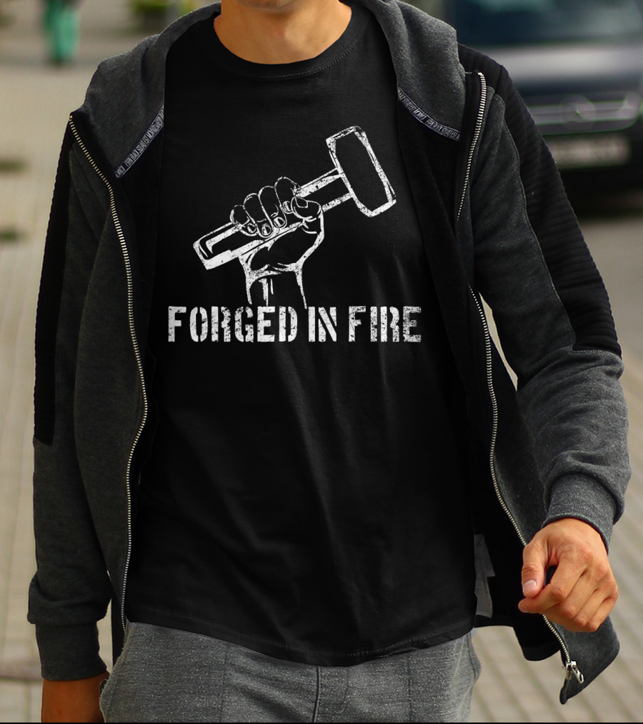 Vintage Blacksmith Forged In Fire Hammered Hand T-Shirt
