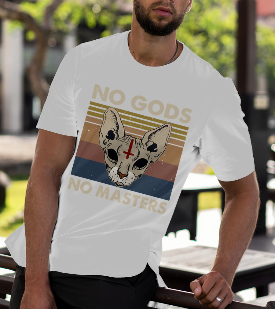 No Gods No Masters Sphynx Cat Retro T-Shirt
