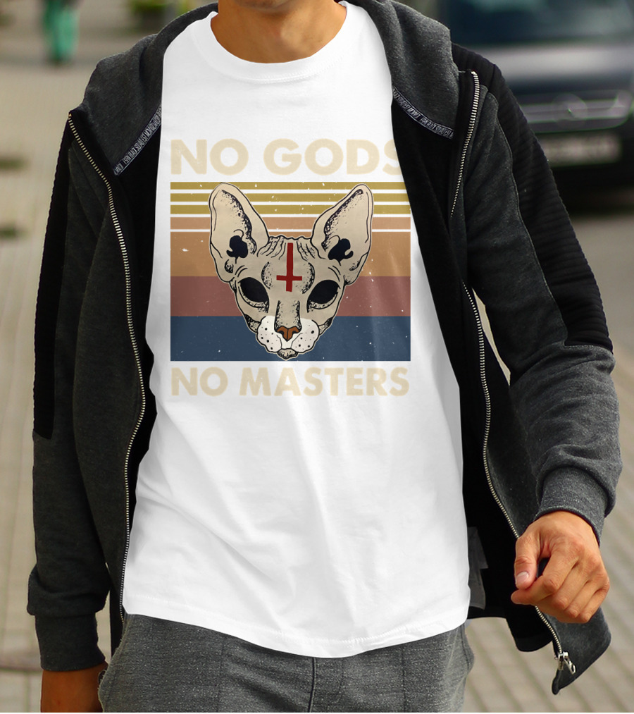 No Gods No Masters Sphynx Cat Retro T-Shirt