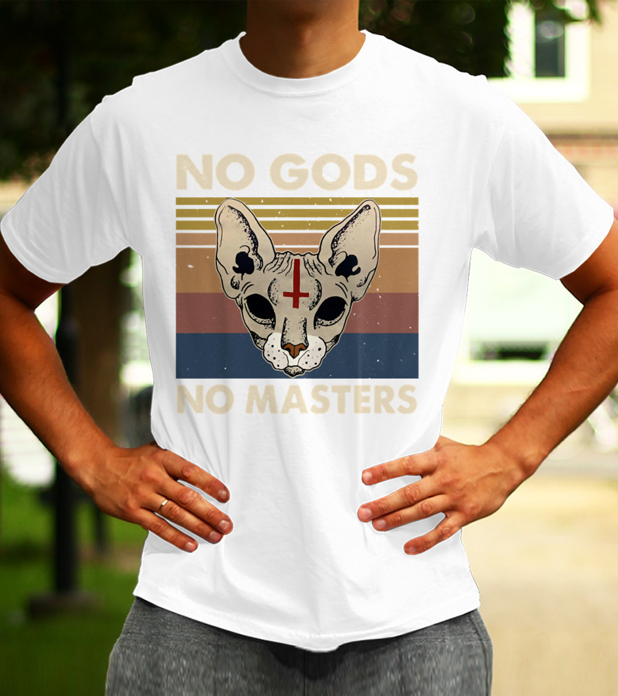 No Gods No Masters Sphynx Cat Retro T-Shirt