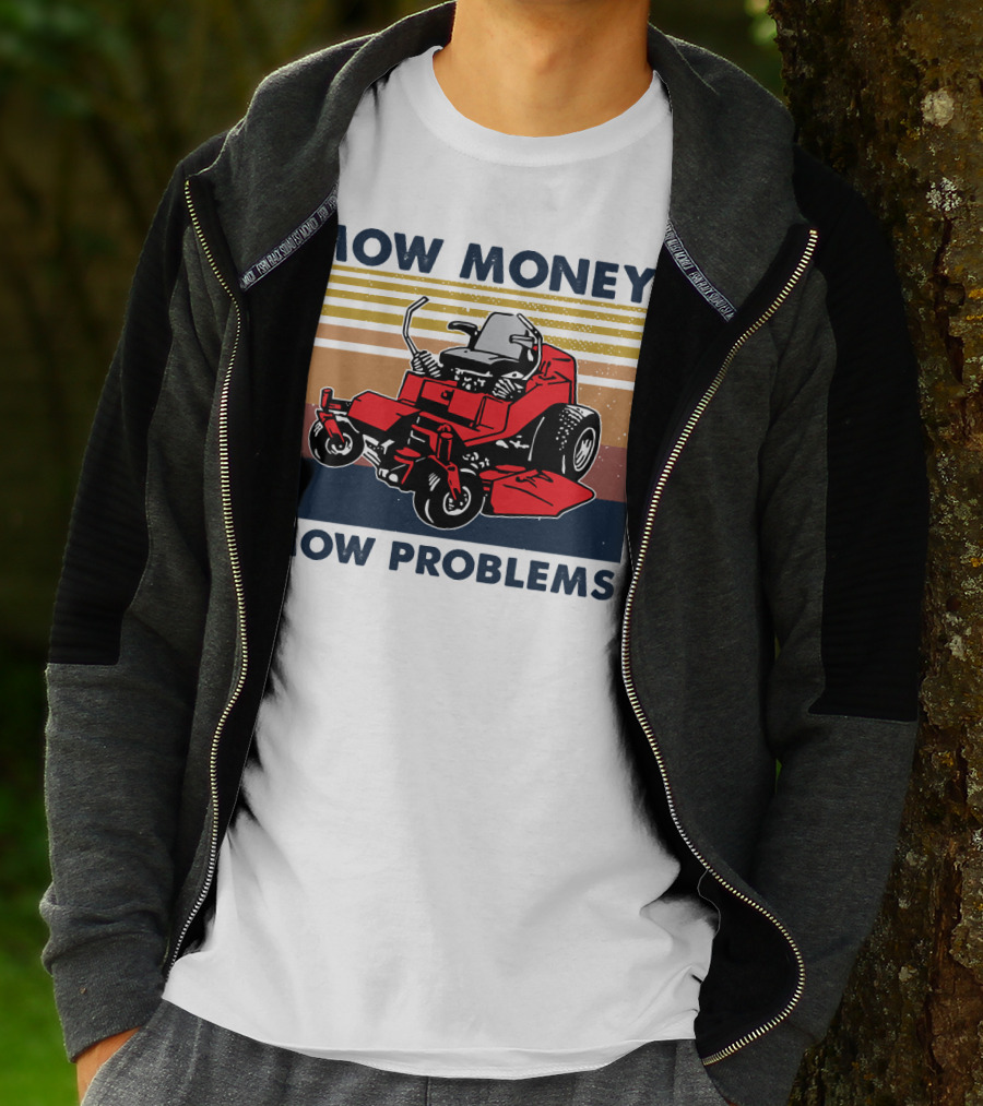 Mow Money Mow Problems Retro Lawn Mower T-Shirt