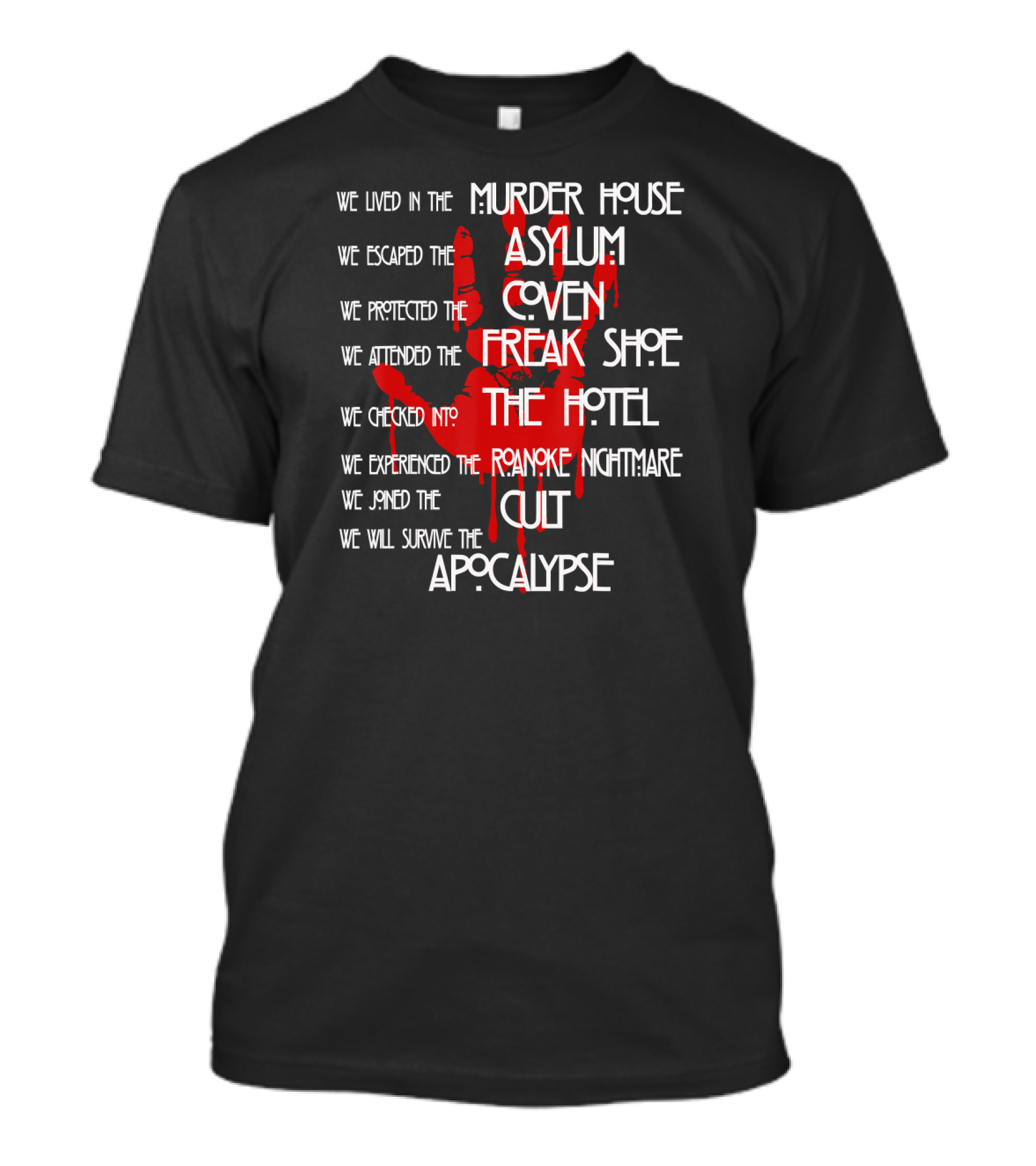 American Horror Story Murder House Asylum Coven Freak Show Hotel Roanoke Cult Apocalypse T-Shirt