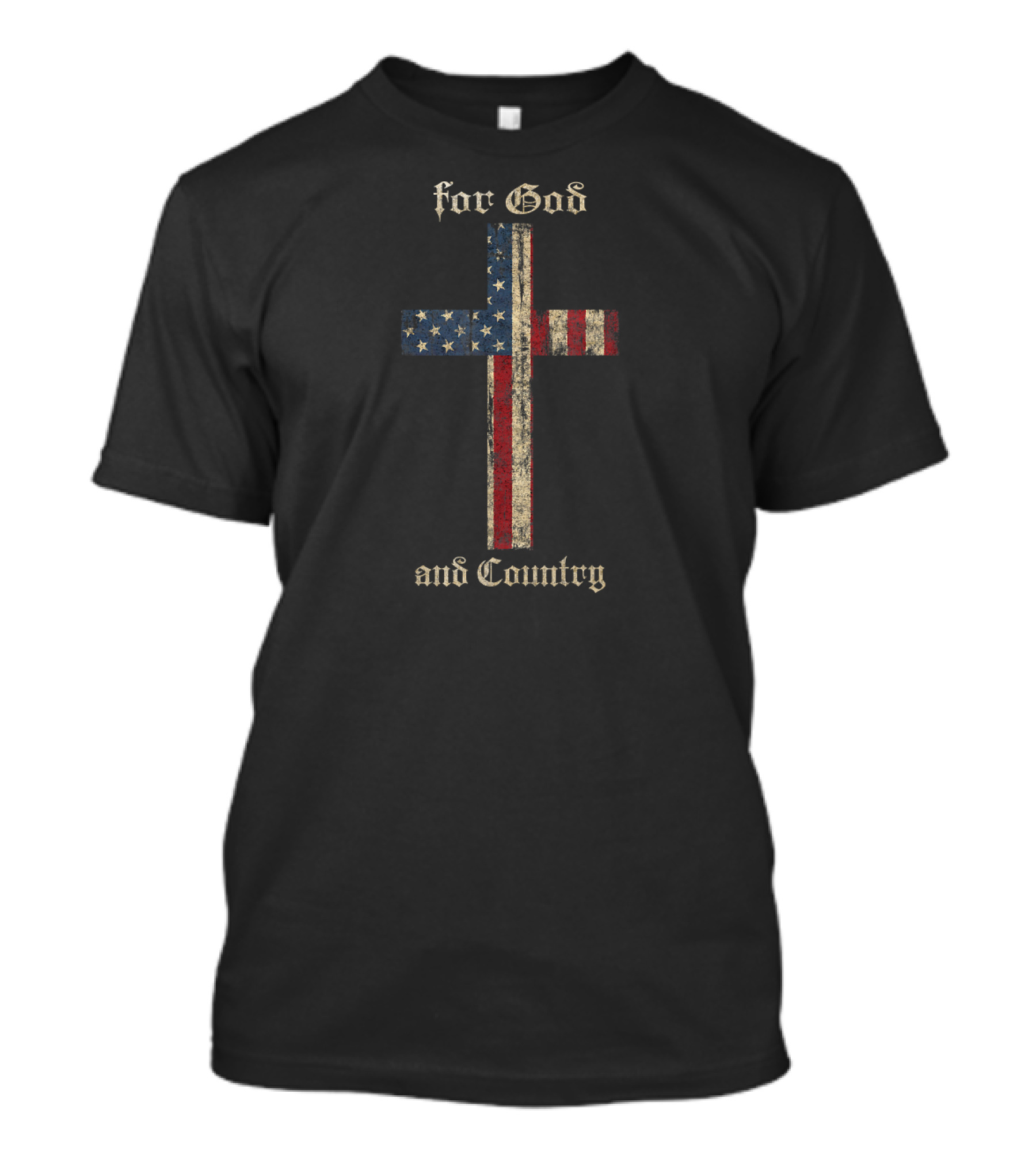 For God And Country American Flag Cross Patriotic T-Shirt