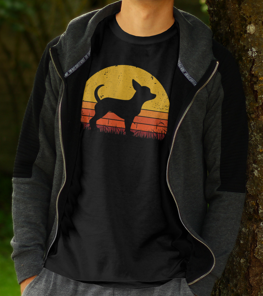 Retro Chihuahua Silhouette In Sunset T-Shirt