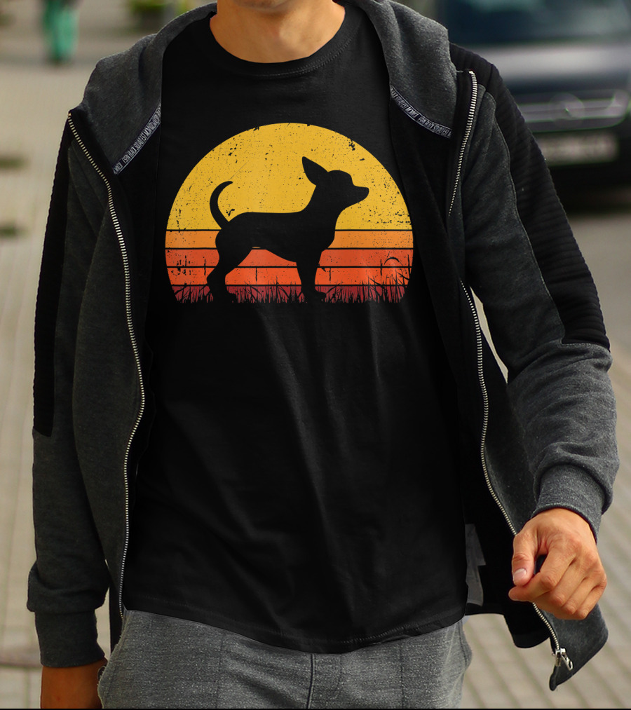 Retro Chihuahua Silhouette In Sunset T-Shirt