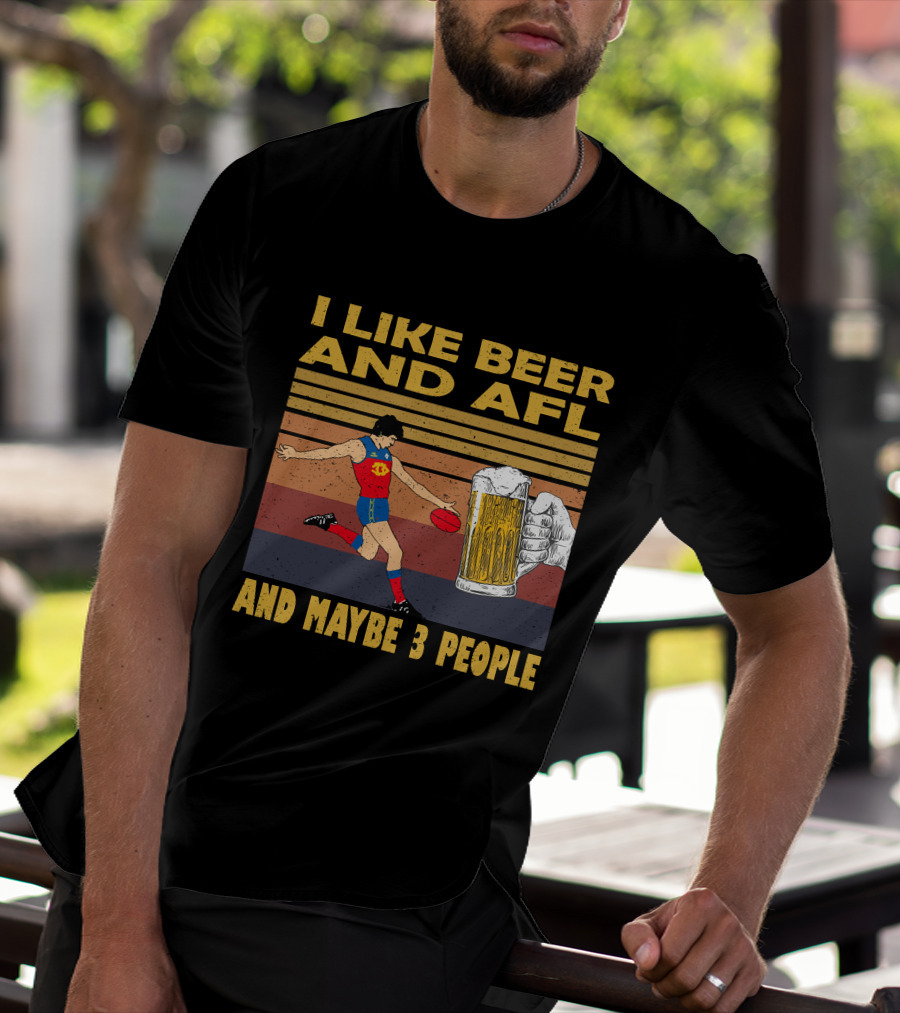 I Like Beer And AFL Maybe 3 People Retro Player And Beer Mug T-Shirt