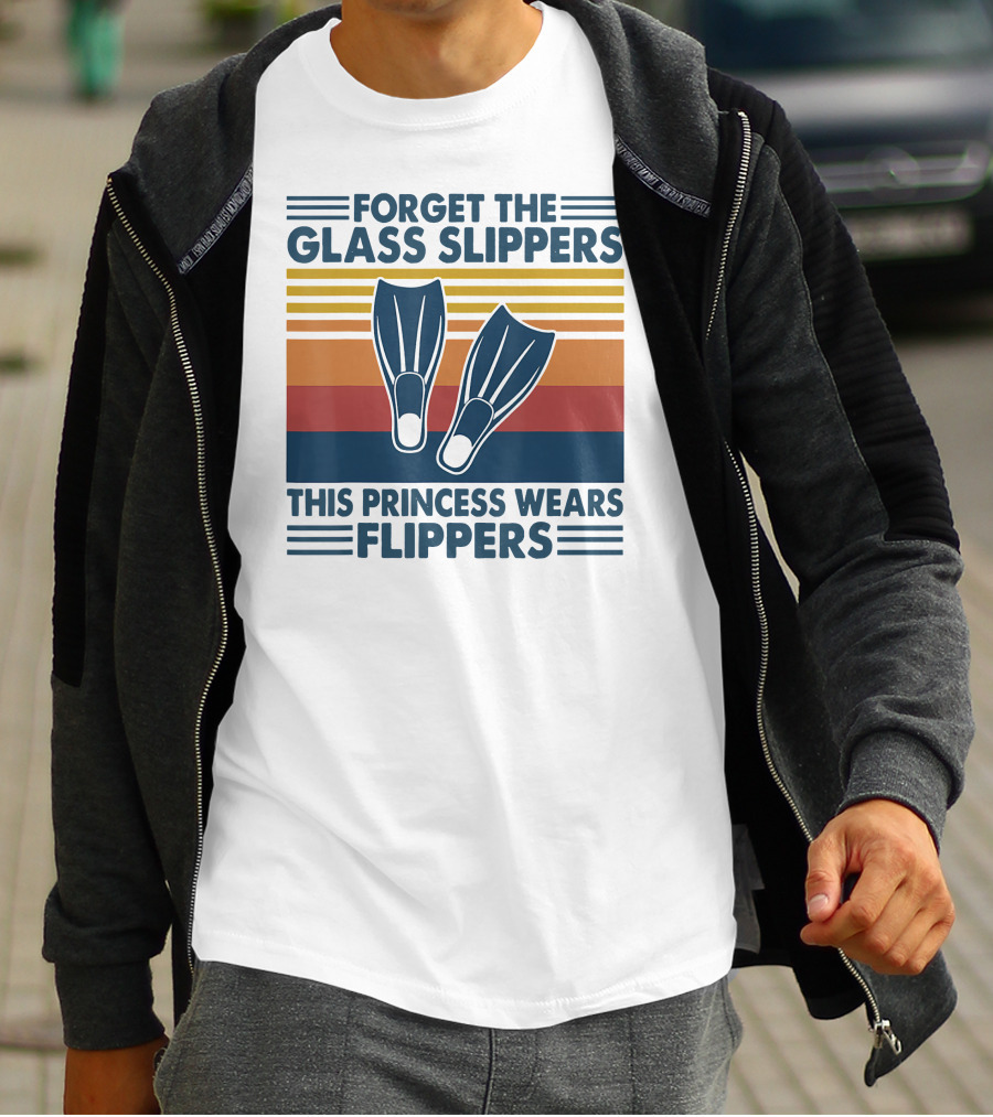Forget The Glass Slippers This Princess Wears Flippers Retro Stripes T-Shirt