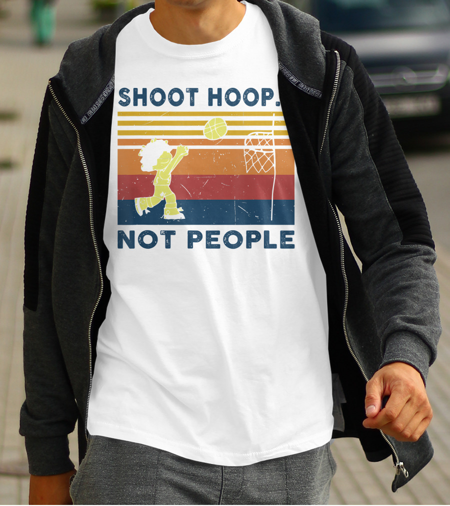 Shoot Hoop Not People Retro Basketball Stripes T-Shirt