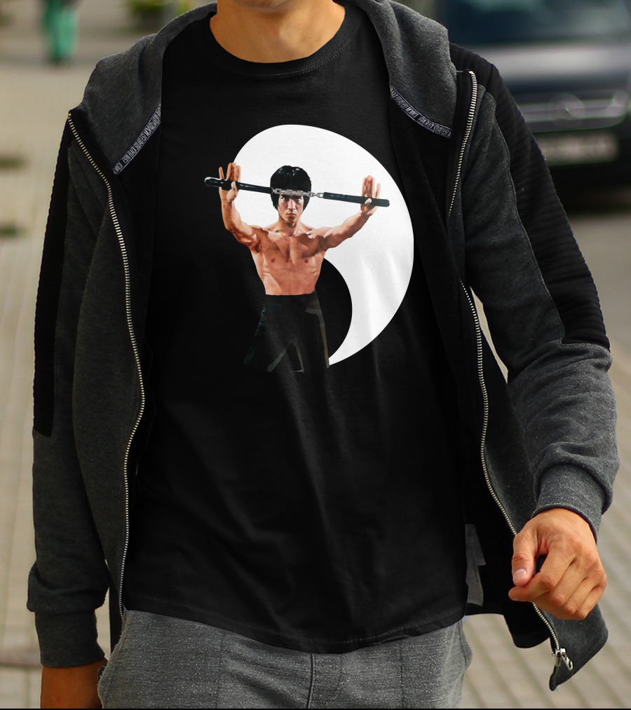 Bruce Lee Nunchaku Pose Yin Yang Martial Arts T-Shirt
