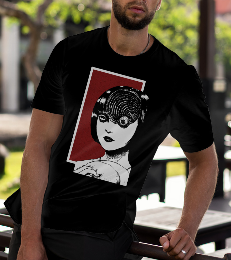 Junji Ito Uzumaki The Great Spiral Horror Manga Face With Spiral Eye T-Shirt