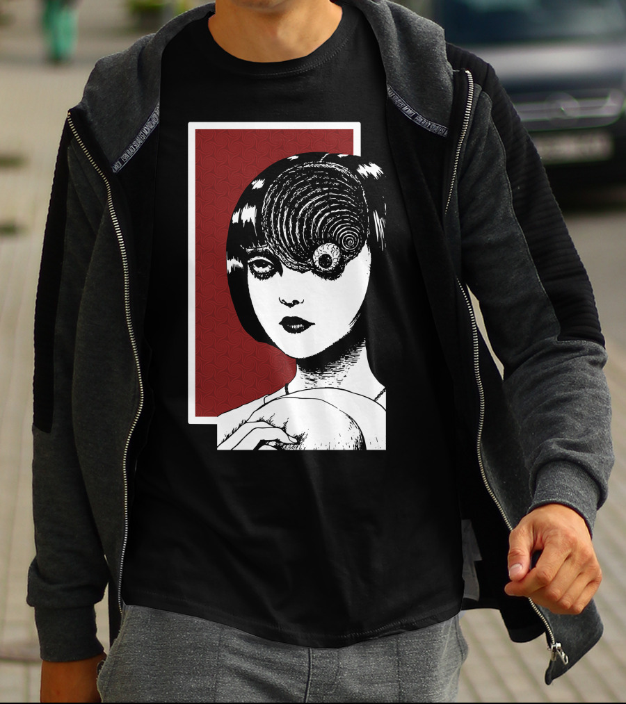 Junji Ito Uzumaki The Great Spiral Horror Manga Face With Spiral Eye T-Shirt